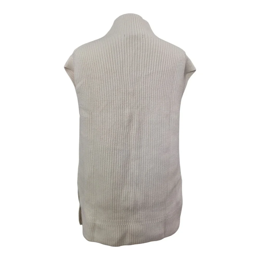 Banana‎ Republic Mock Neck Sleeveless Tunic Sweater Vest White XS Cotton Blend